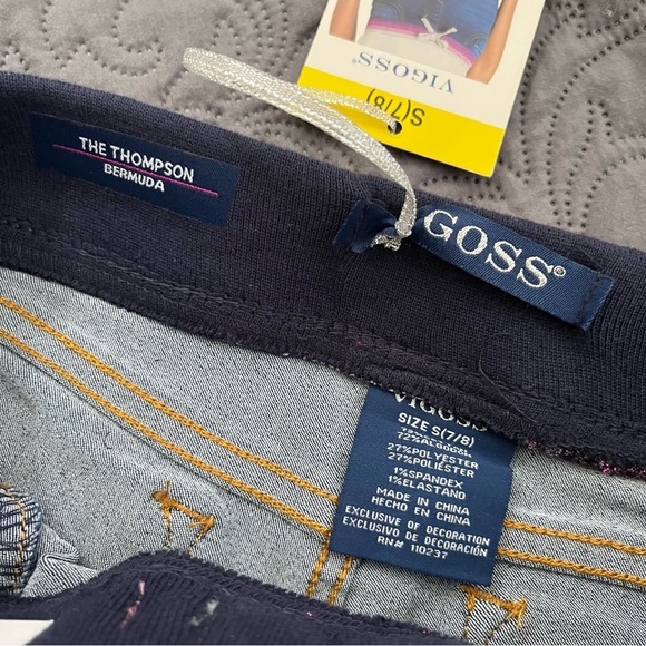 VIGOSS Girl’s Jeans Shorts Rise Super Stretch with glitter elastic and bow - Picture 2 of 5